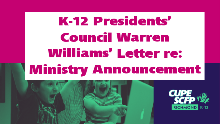 You are currently viewing Letter from Warren Williams, President of the K-12 Union Presidents’ Council – July 20, 2020